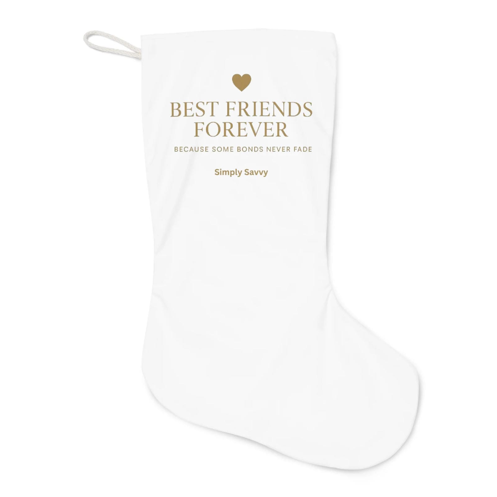 Best Friends Forever Santa-style personalized Christmas stocking

Santa-themed holiday stocking for best friends