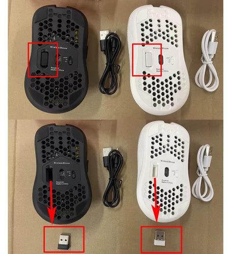 2.4G Wireless Mouse with RGB Backlit 6-Button 3-Speed DPI Type C Rechargeable Ergonomic Honeycomb Design Gaming Mouse