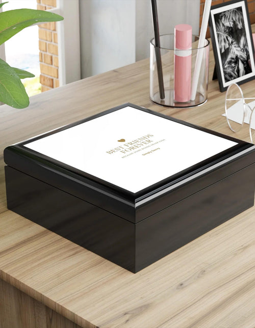 Load image into Gallery viewer, Best Friends Forever jewelry keepsake box with gold typography for gifting
Gold-lettered jewelry box for best friends, perfect keepsake gift
BFF jewelry box with gold typography, ideal for friendship gifts

