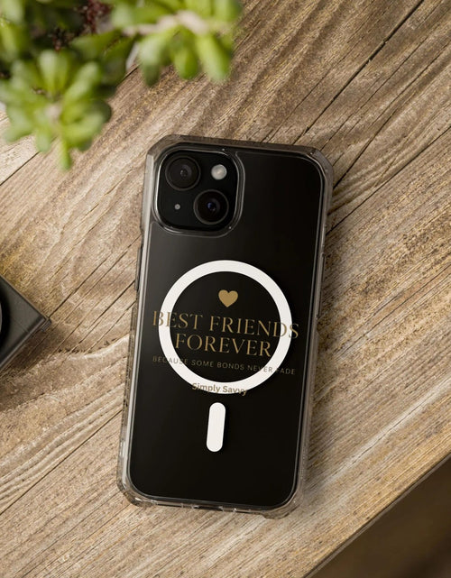 Load image into Gallery viewer, Clear magnetic phone case with Best Friends Forever gold text for stylish protection

Transparent BFF phone case with gold lettering and magnetic closure

Clear magnetic phone cover with Best Friends Forever inscription in gold
