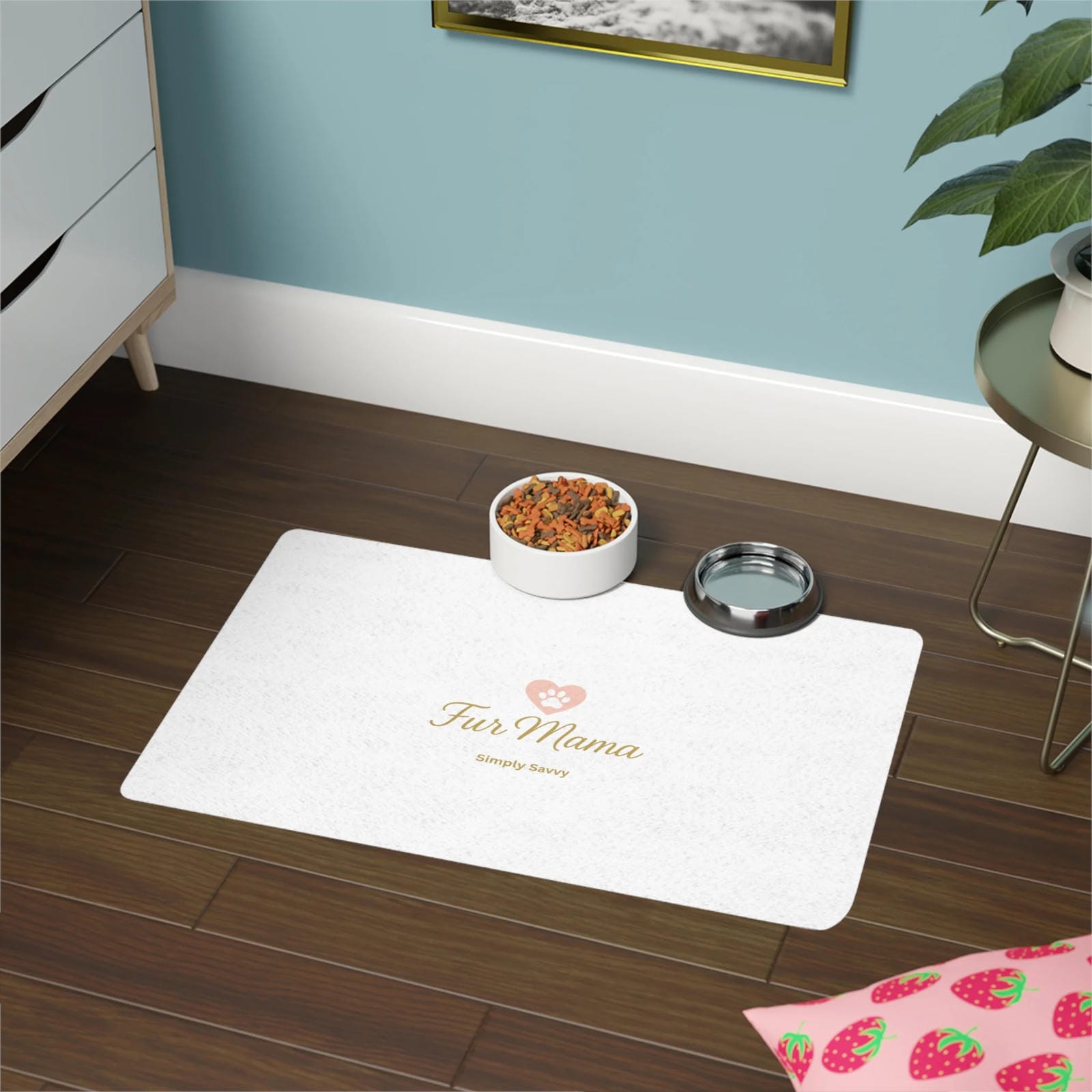 Fur Mama non-slip pet feeding mat 12x18 for dogs and cats

Pet food mat with non-slip rubber backing and Fur Mama print

Absorbent small pet feeding mat for food and water bowls

Dog and cat feeding mat with cute Fur Mama design

Non-slip pet mess mat for small pet bowls
