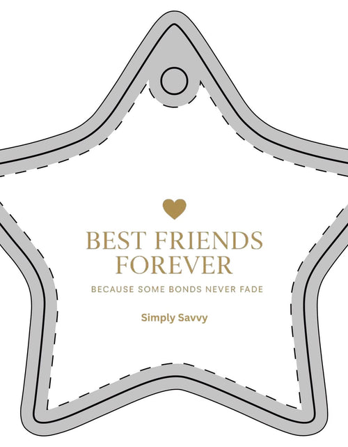 Load image into Gallery viewer, Best Friends Forever star ceramic ornament hanging with friendship message

Glossy ceramic star ornament gift for best friend

Best friends forever friendship keepsake in star shape

Friendship gift ceramic ornament displayed on Christmas tree

Star-shaped best friend ornament with inspirational quote

Sentimental friendship ornament gift for best friends
