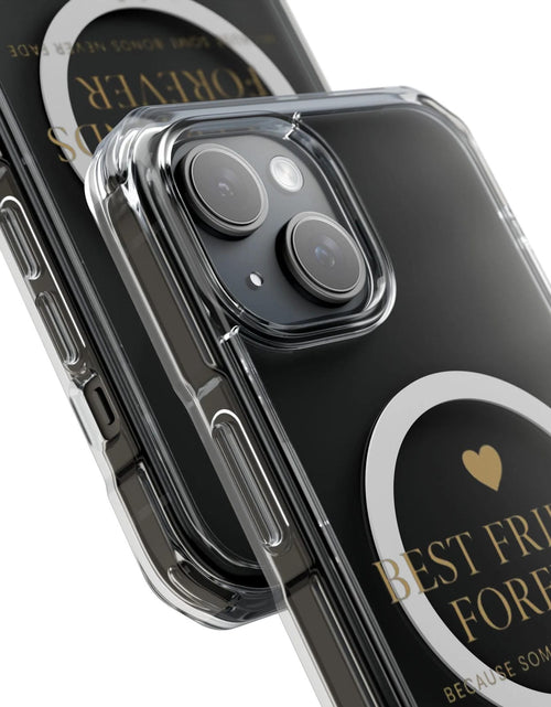 Load image into Gallery viewer, Clear magnetic phone case with Best Friends Forever gold text for stylish protection

Transparent BFF phone case with gold lettering and magnetic closure

Clear magnetic phone cover with Best Friends Forever inscription in gold
