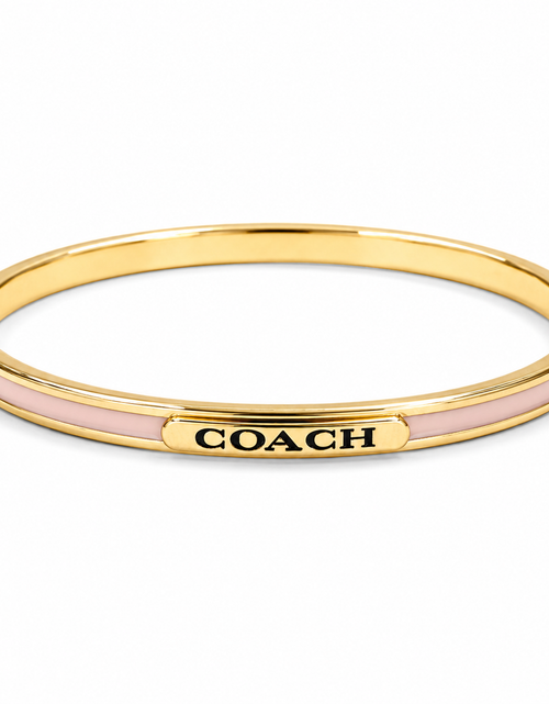 Load image into Gallery viewer, Coach Gold Tone Enamel Bangle Bracelet Set Red Brown Pink Stack
