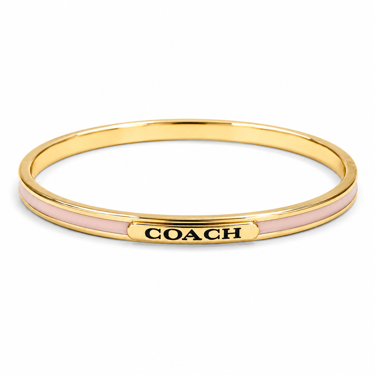 Coach Gold Tone Enamel Bangle Bracelet Set Red Brown Pink Stack