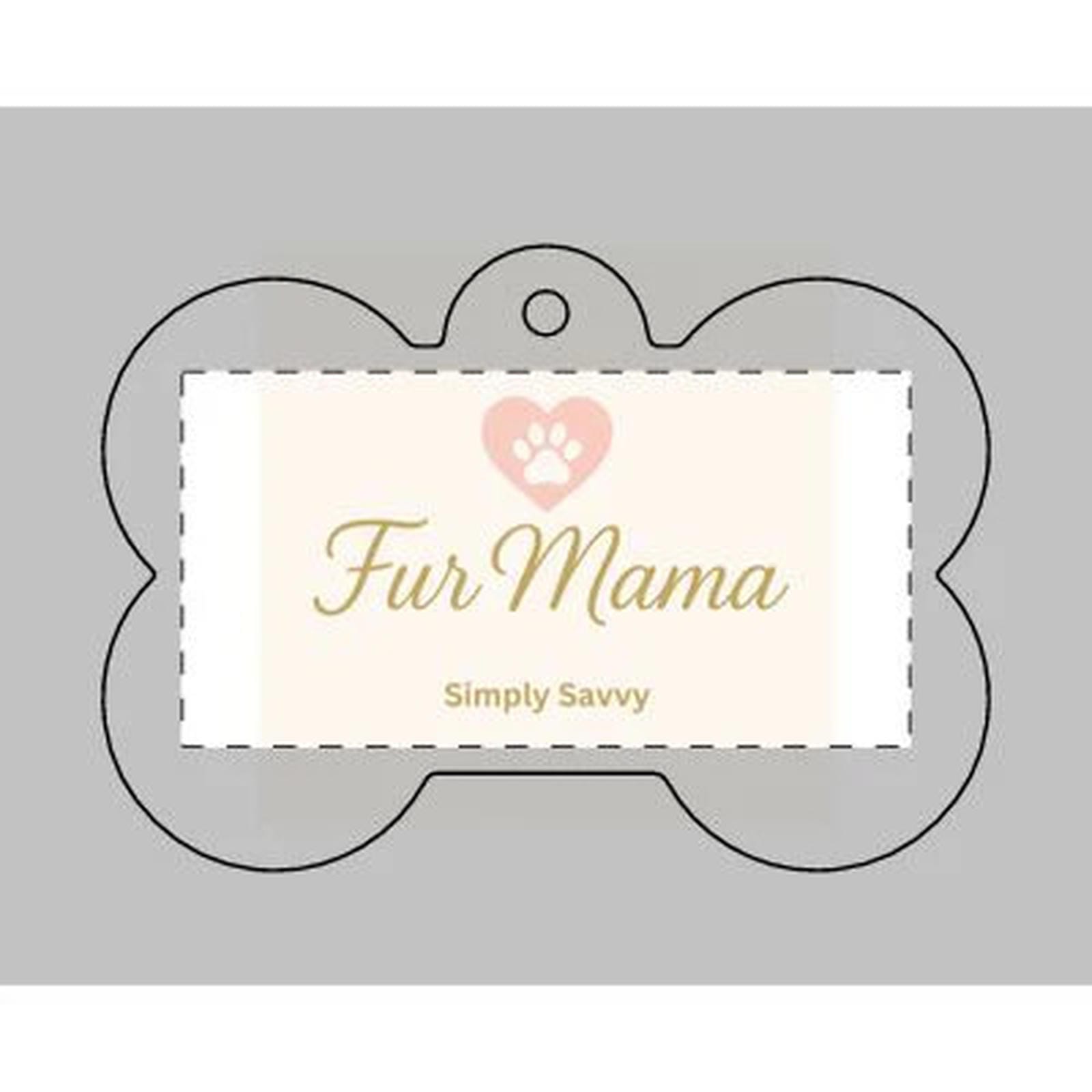 Fur Mama Bone Pet Tag — Personalized Dog ID Tag with Paw Heart Design