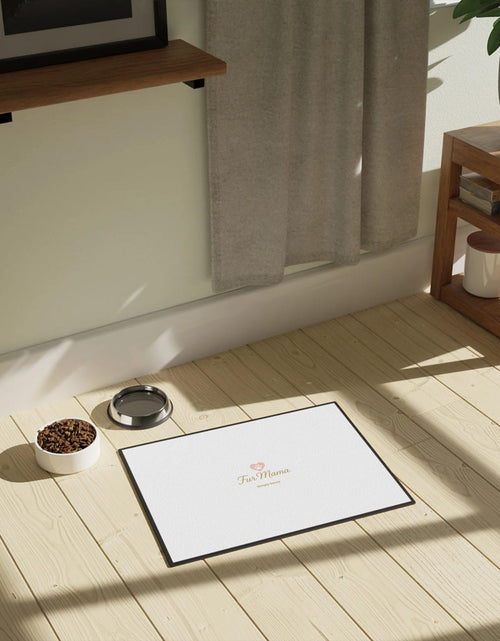 Load image into Gallery viewer, Fur Mama pet mat, 18x24 non-slip feeding mat for dogs and cats

Pet feeding mat with Fur Mama design placed under food bowls

Non-slip entry mat for dog and cat lovers with Fur Mama text

Soft, durable pet mat for feeding stations and entryways

Fur Mama-themed pet mat displayed with dog bowl and water bowl

Absorbent non-slip pet mat for dog and cat home décor
