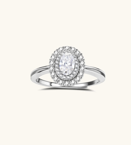 Simply Savvy Double Halo Promise Moissanite Ring