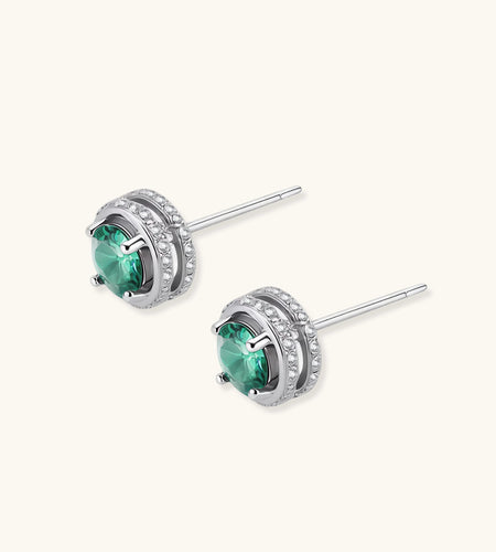 Simply Savvy Emerald Spark Halo Studs