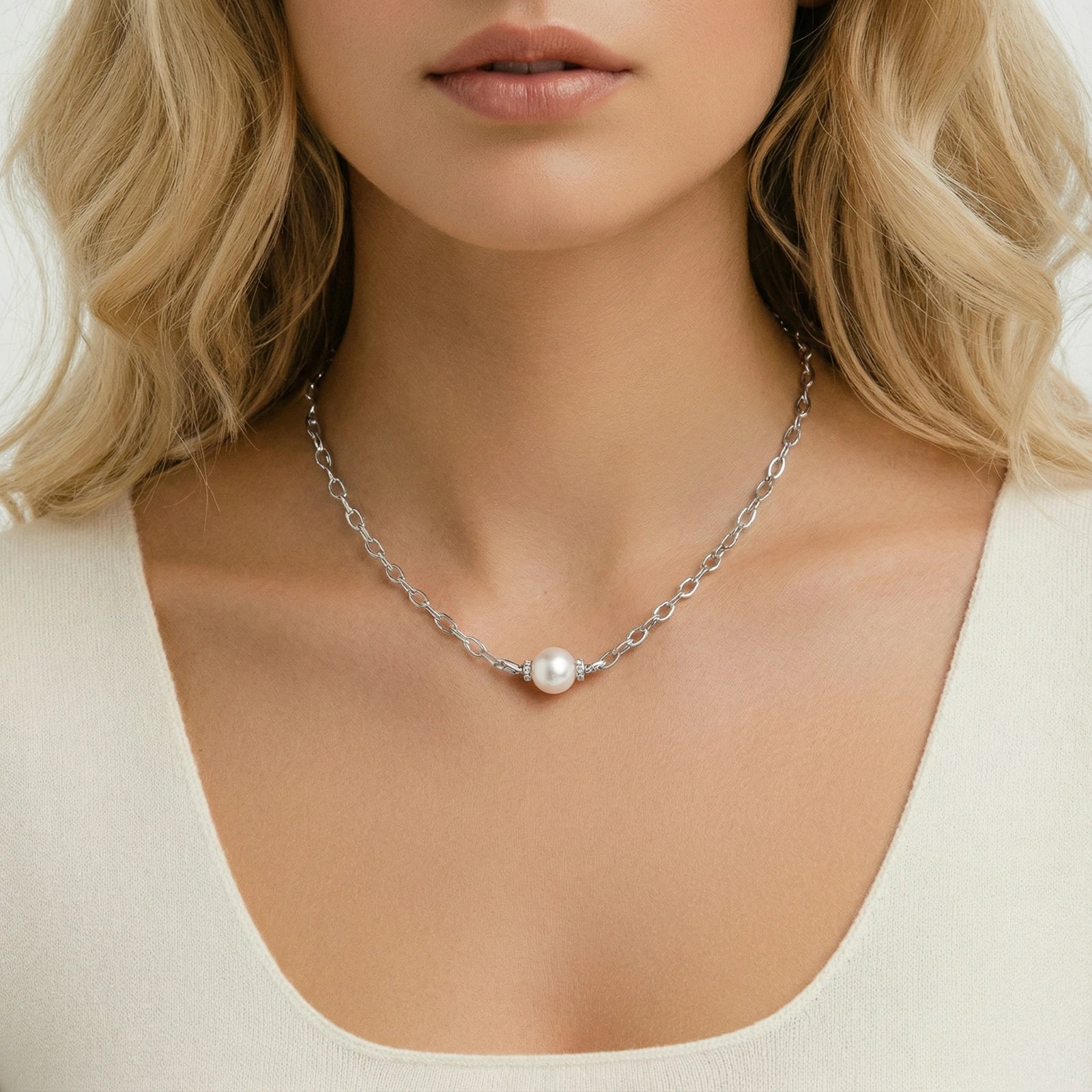 Simply Savvy Luna Pearl Chain Necklace