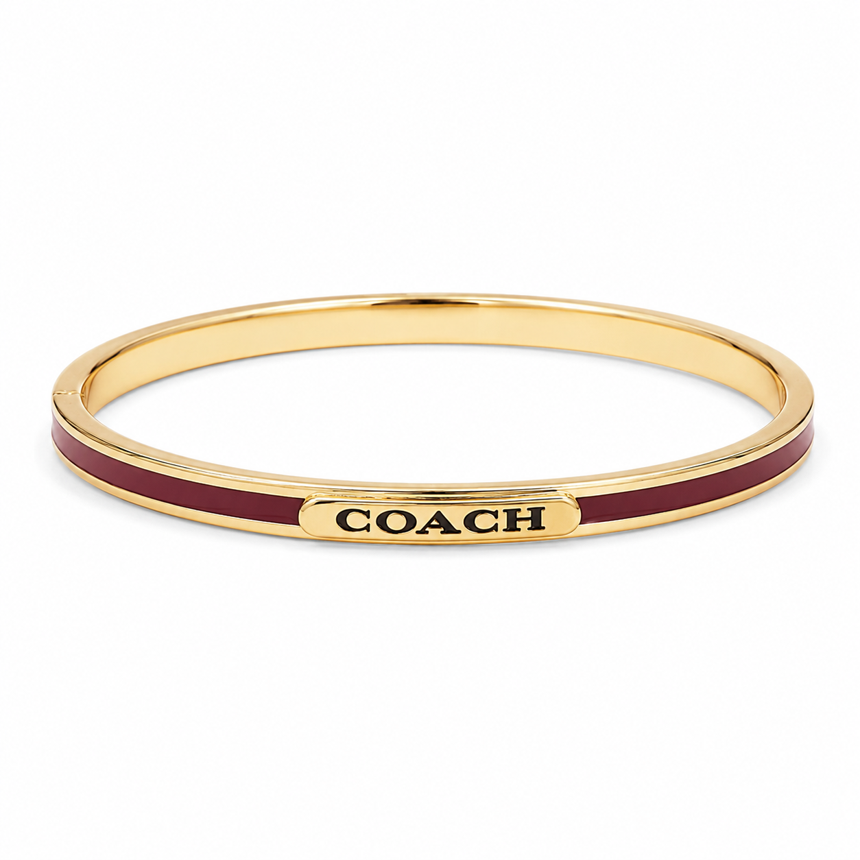 Coach Gold Tone Enamel Bangle Bracelet Set Red Brown Pink Stack