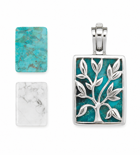 Pre-Owned Silpada Interchangeable Pendant Necklace Set Sterling Silver Turquoise Howlite S1957