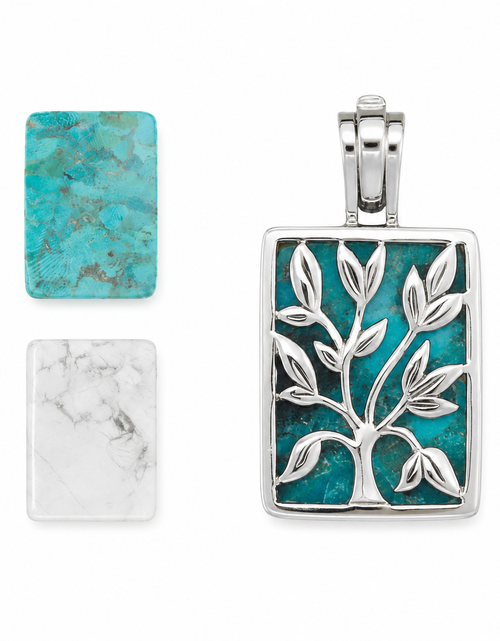 Load image into Gallery viewer, Pre-Owned Silpada Interchangeable Pendant Necklace Set Sterling Silver Turquoise Howlite S1957
