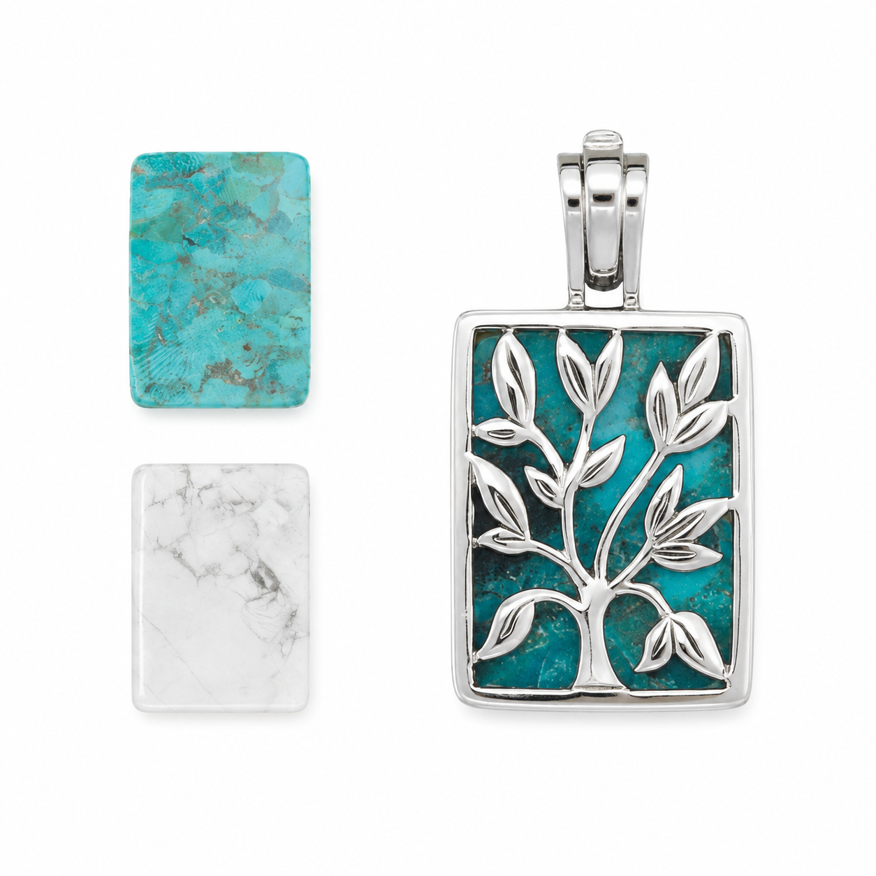 Pre-Owned Silpada Interchangeable Pendant Necklace Set Sterling Silver Turquoise Howlite S1957