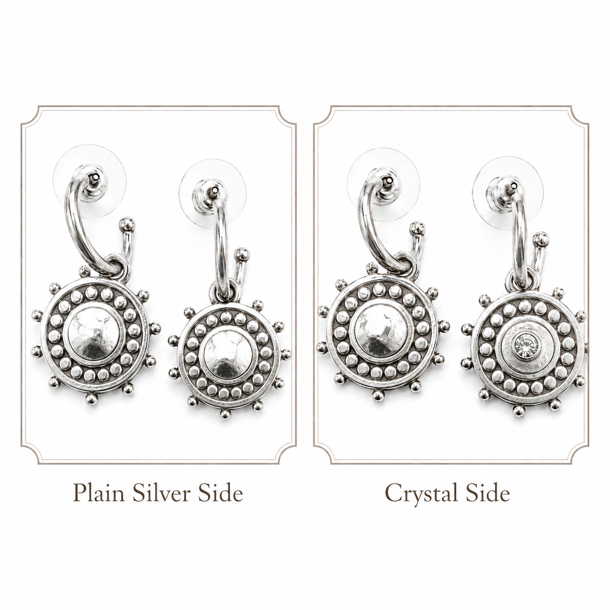 Pre-Owned Brighton Reversible Crystal Medallion Dangle Earrings