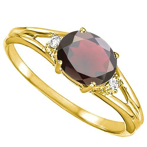 Natural Garnet & Diamond Accent Ring (0.68 CTW) – Solid 10K Yellow Gold | Simply Savvy