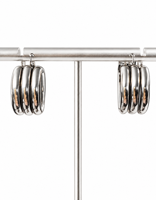 Load image into Gallery viewer, Sterling Silver Metro Ridged Hoop Earrings

