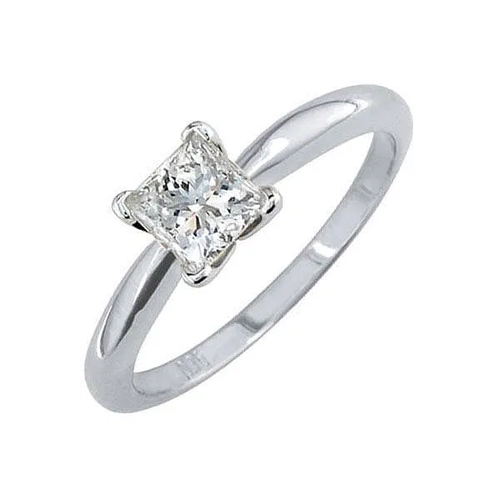 Load image into Gallery viewer, Certified 0.26 CTW Princess Cut Diamond Solitaire Ring | 14K White Gold
