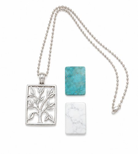 Pre-Owned Silpada Interchangeable Pendant Necklace Set Sterling Silver Turquoise Howlite S1957