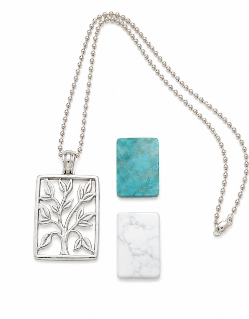 Load image into Gallery viewer, Pre-Owned Silpada Interchangeable Pendant Necklace Set Sterling Silver Turquoise Howlite S1957

