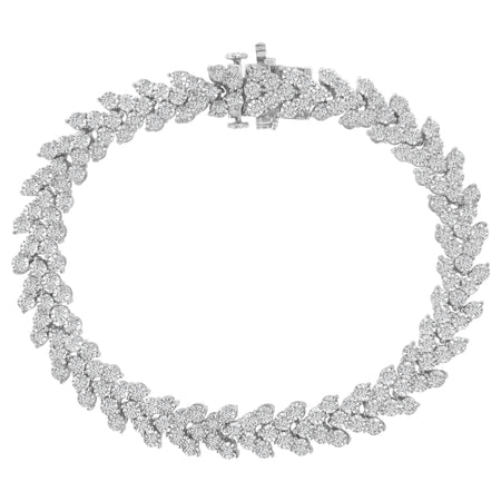 Sterling Silver 2.00 cttw Diamond Laurel Wreath Link Bracelet