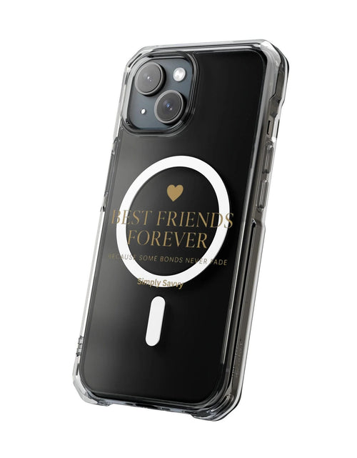 Load image into Gallery viewer, Clear magnetic phone case with Best Friends Forever gold text for stylish protection

Transparent BFF phone case with gold lettering and magnetic closure

Clear magnetic phone cover with Best Friends Forever inscription in gold
