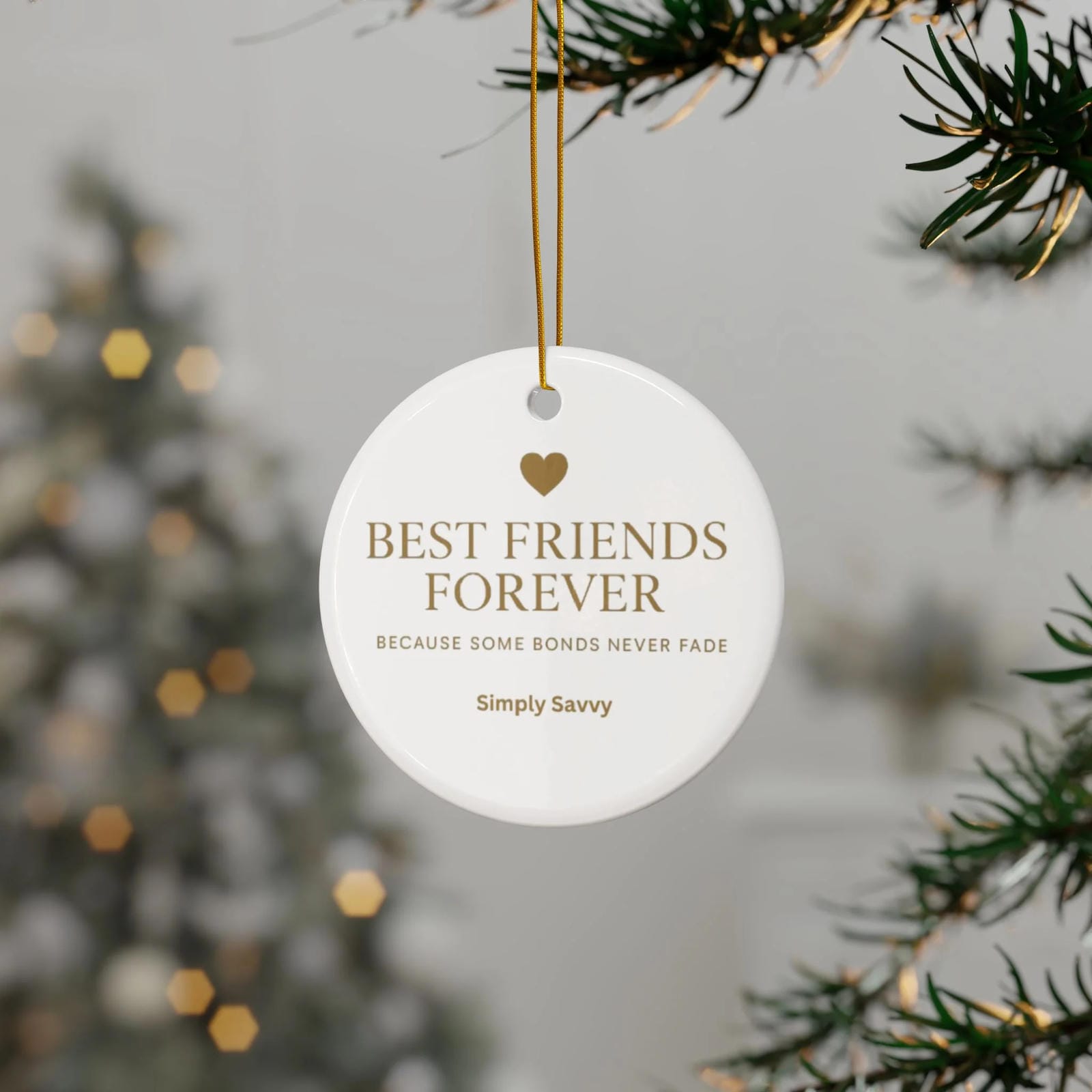 Best Friends Forever ceramic ornament with ‘Because Some Bonds Never Fade’ inscription

BFF keepsake ceramic ornament for friendship with meaningful quote

Friendship ceramic ornament with Best Friends Forever gold lettering and quote

Decorative BFF ceramic ornament with ‘Because Some Bonds Never Fade’ text