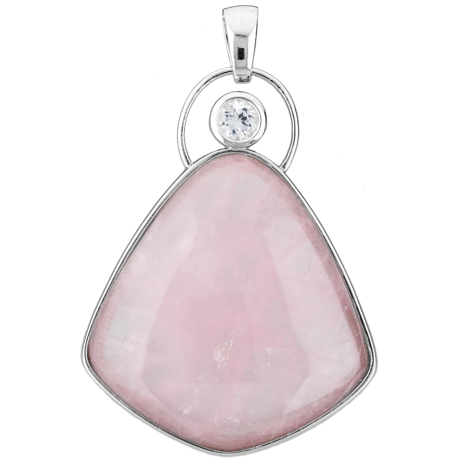 Blush Aura Rose Quartz Pendant Necklace in Rhodium-Plated Sterling Silver