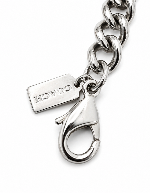 Load image into Gallery viewer, Coach Silver-Tone Pearl Link Chain Bracelet 7.5” + Extender
