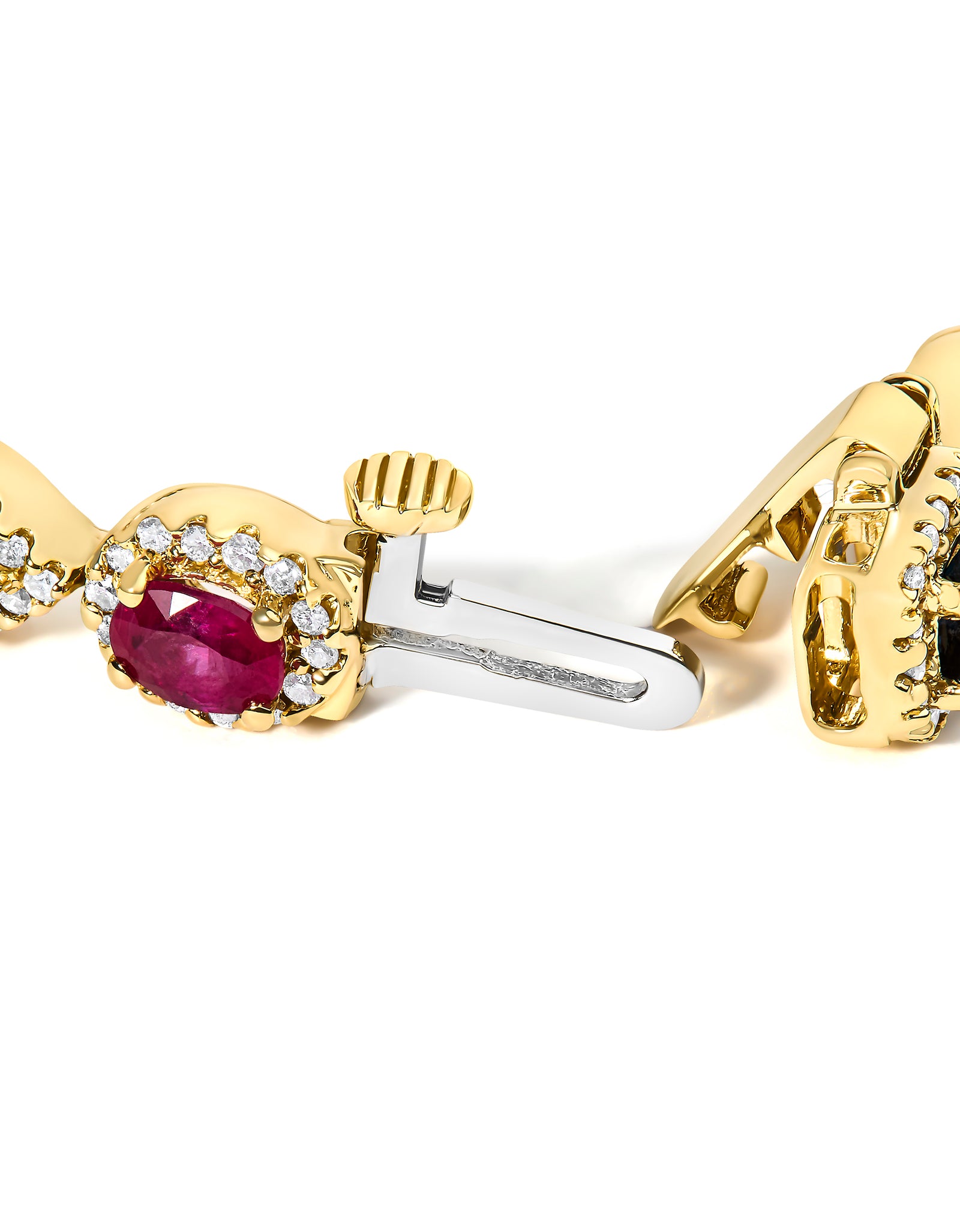 14K Gold Rainbow Gemstone & Diamond Tennis Bracelet | Simply Savvy