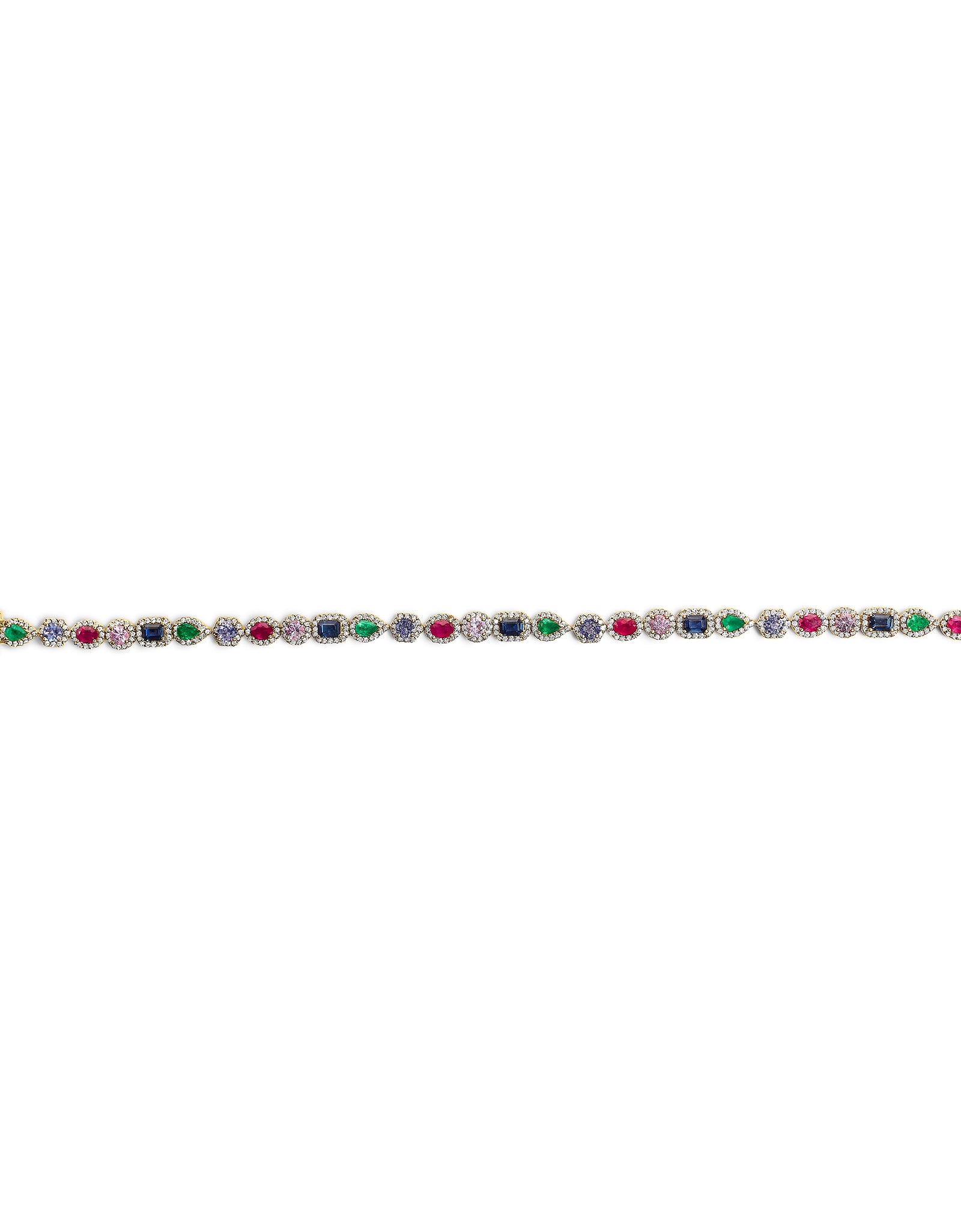 14K Gold Rainbow Gemstone & Diamond Tennis Bracelet | Simply Savvy