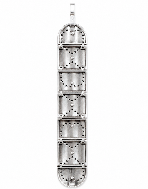Load image into Gallery viewer, Brighton Crystal Fleur-de-Lis Filigree Panel Bracelet
