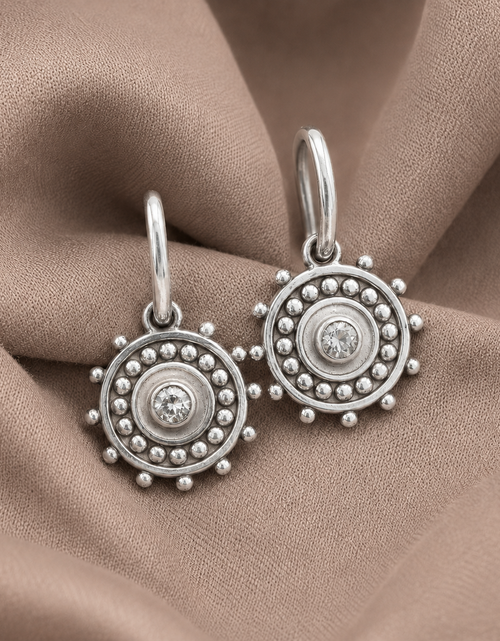 Load image into Gallery viewer, Pre-Owned Brighton Reversible Crystal Medallion Dangle Earrings
