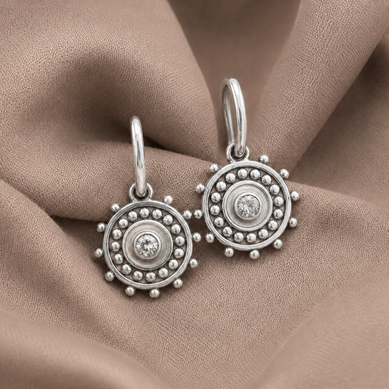 Pre-Owned Brighton Reversible Crystal Medallion Dangle Earrings