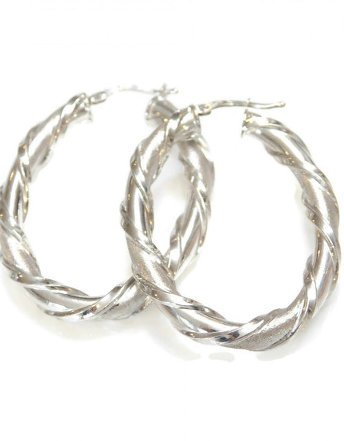 Load image into Gallery viewer, Simply Savvy “Twisted Radiance” Dobbs Sterling Silver Hoop Earrings
