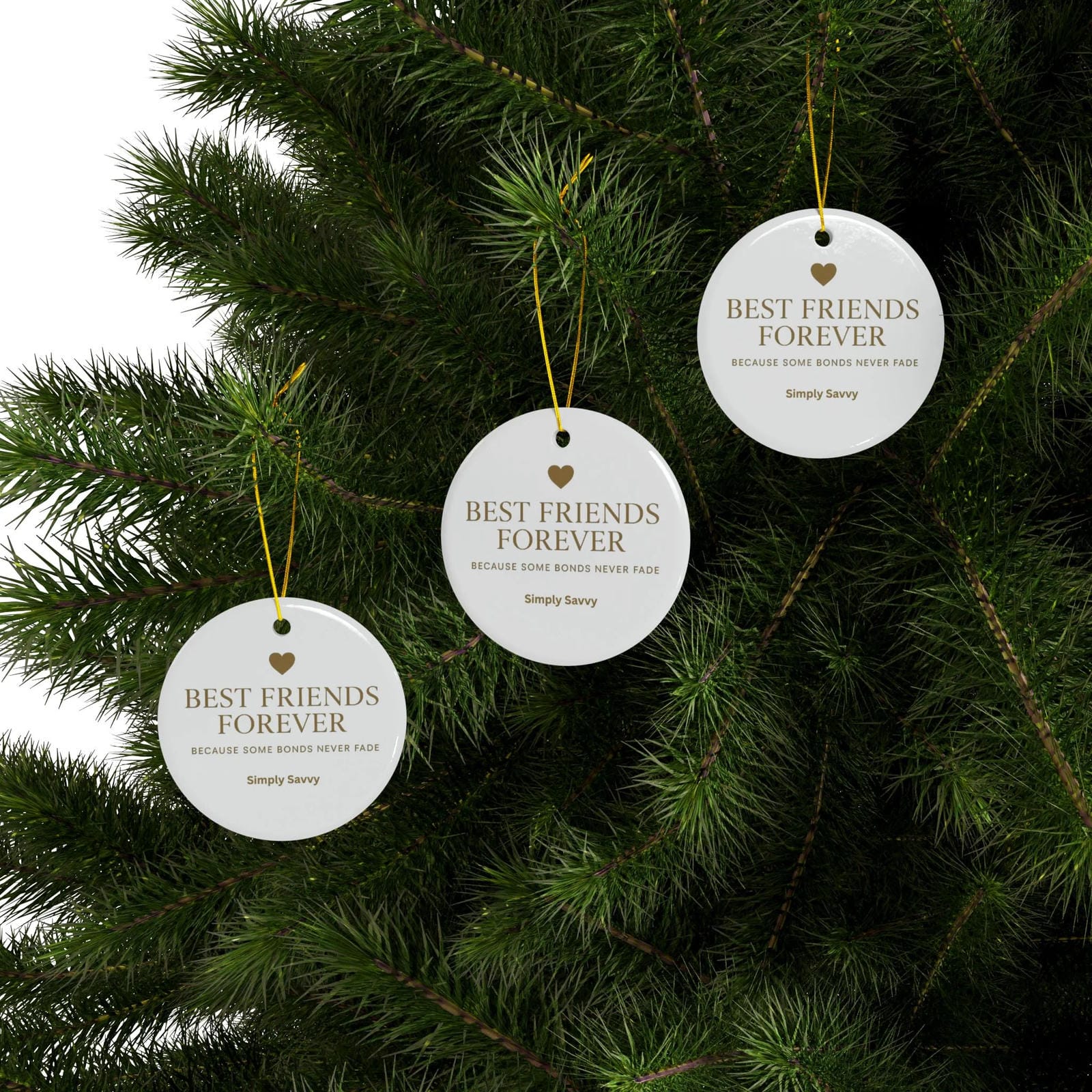 Best Friends Forever ceramic ornament with ‘Because Some Bonds Never Fade’ inscription

BFF keepsake ceramic ornament for friendship with meaningful quote

Friendship ceramic ornament with Best Friends Forever gold lettering and quote

Decorative BFF ceramic ornament with ‘Because Some Bonds Never Fade’ text