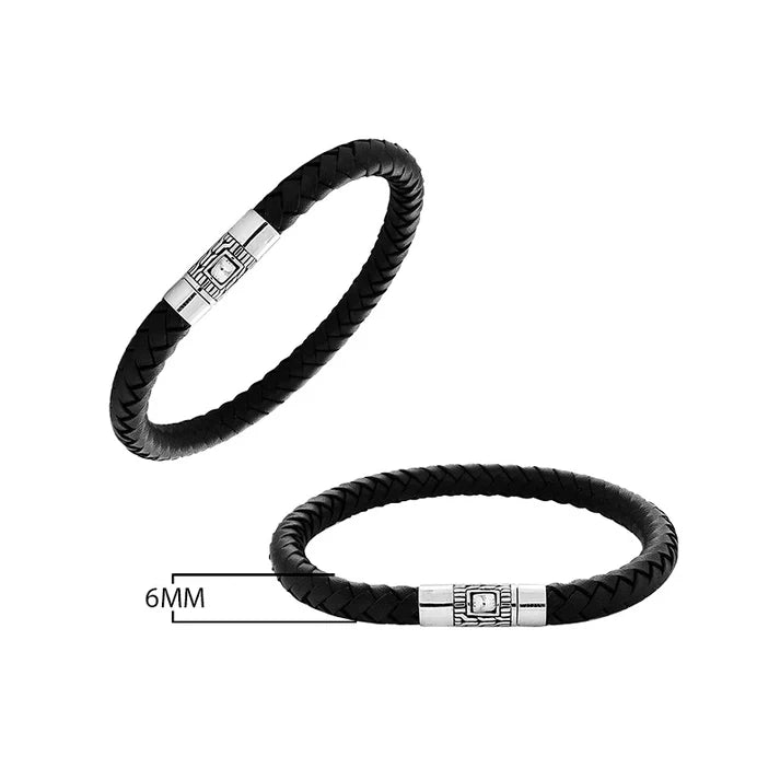 Simply Savvy Bali Artisan Black Leather & Sterling Silver Bracelet – Handcrafted 925 Silver Luxury Men’s & Unisex Bracelet