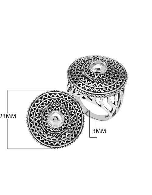 Load image into Gallery viewer, SImply Savvy Bali Mandala Statement Ring – Handcrafted Sterling Silver Artisan Ring
