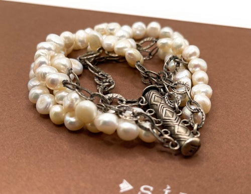 Load image into Gallery viewer, Pre-Owned Silpada 5-Strand Pearl Sterling Silver Bracelet - Retired Design
