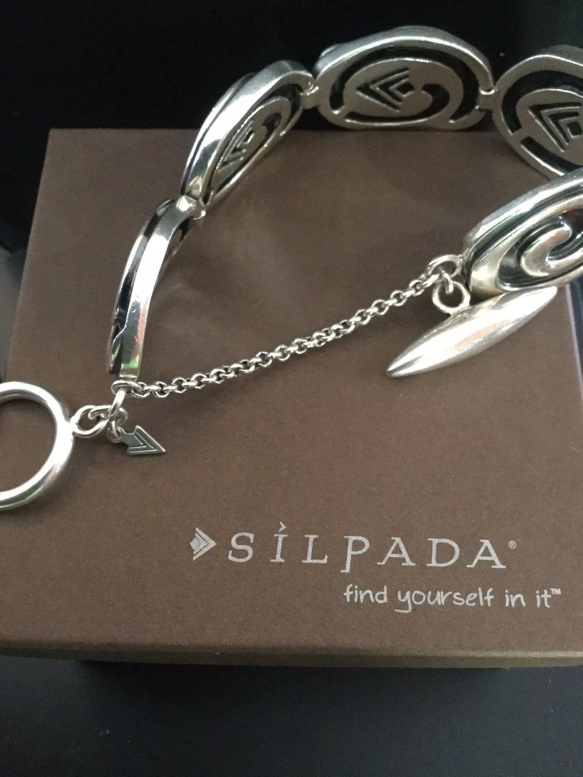 Pre-Owned Silpada Sterling Silver Swirl Bracelet - Retired Design