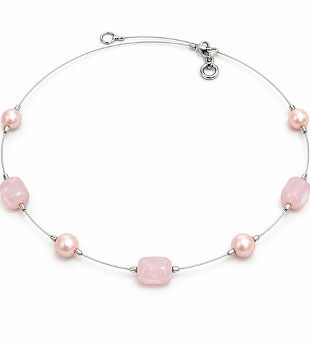 Pre-Owned Silpada Sterling Silver Wire Pink Freshwater Pearl Necklace - Retired Design