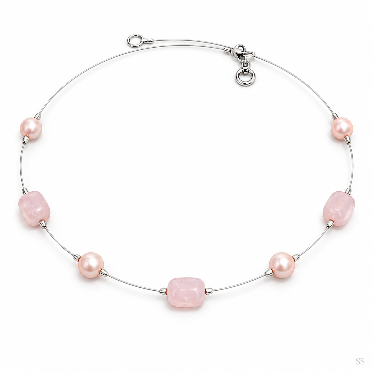 Pre-Owned Silpada Sterling Silver Wire Pink Freshwater Pearl Necklace - Retired Design
