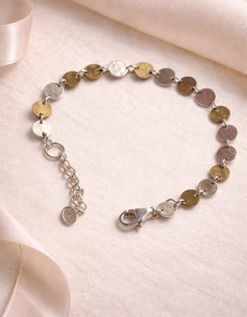 Load image into Gallery viewer, Pre-Owned Silpada Sterling Silver Hammered Disc Adjustable Bracelet with Crystal Accent – Retired Design
