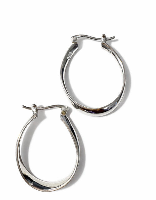 Load image into Gallery viewer, 925 Sterling Silver “Sleek Oval Classic Hoop” Earrings – Classic Minimalist
