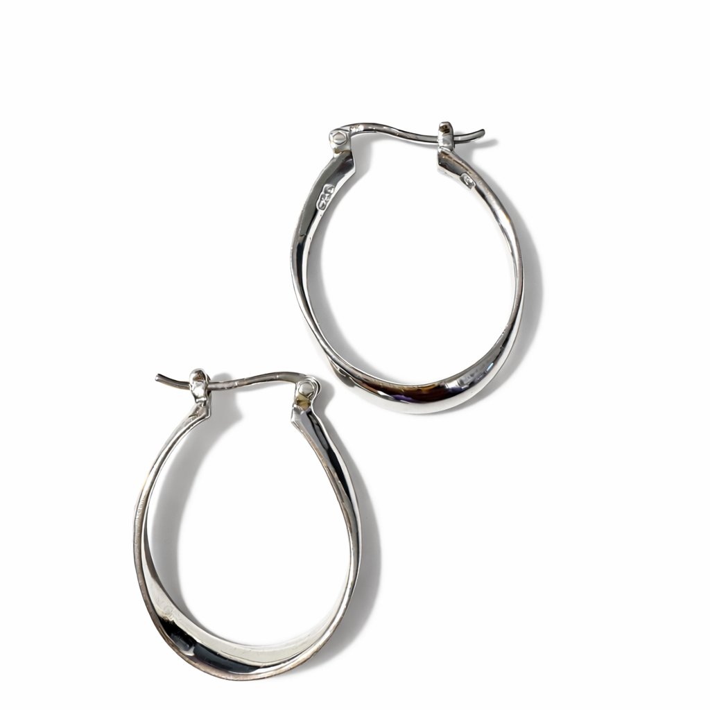 925 Sterling Silver “Sleek Oval Classic Hoop” Earrings – Classic Minimalist