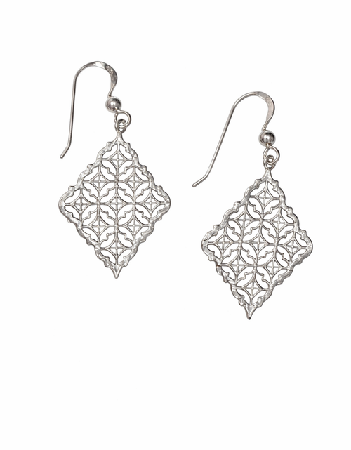 Load image into Gallery viewer, 925 Sterling Silver “Ornate Filigree Diamond Drops” Earrings

