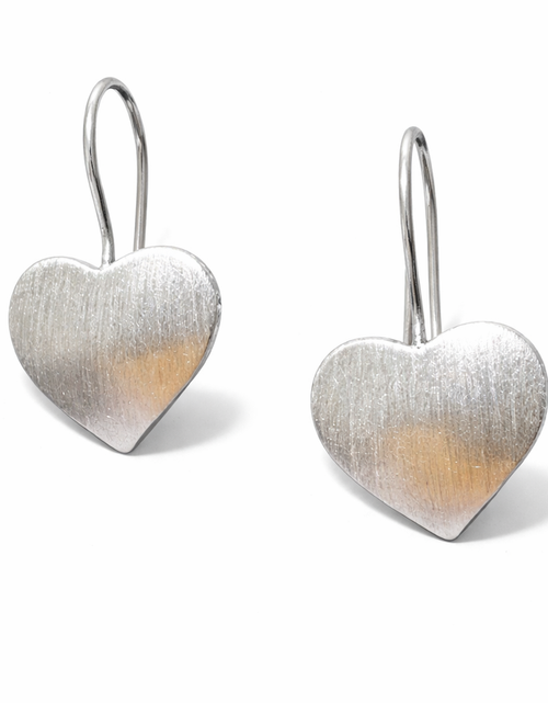 Load image into Gallery viewer, 925 Sterling Silver Matte Heart Drop Earrings
