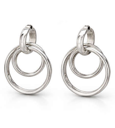 925 Sterling Silver "Modern Interlock" Drop Earrings