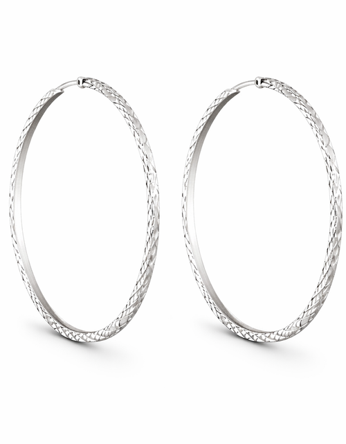 Load image into Gallery viewer, 925 Sterling Silver “Diamond Spark Hoops” – Sparkle Textured Hoops

