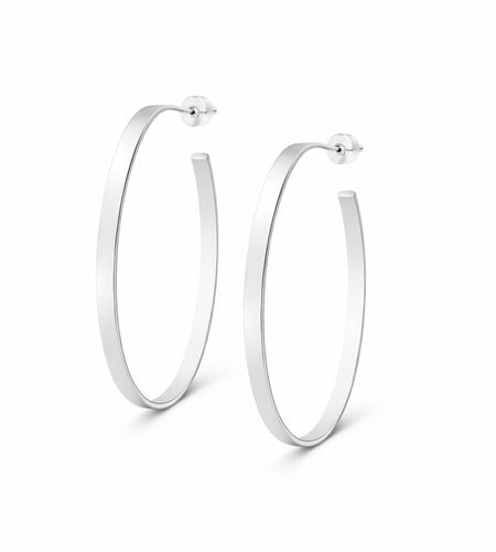 925 Sterling Silver “Modern Sculptural Hoop Earrings”